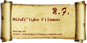 Mihályko Filemon névjegykártya